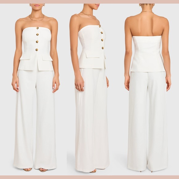 Amanda Uprichard Pants - NEW $277 AMANDA UPRICHARD [ Medium ]‎ Yadira Strapless Jumpsuit White #J2030